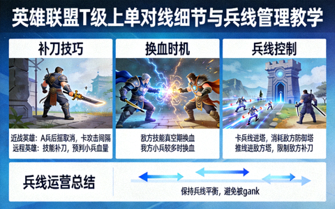 英雄联盟T级上单对线细节与兵线管理教学配图